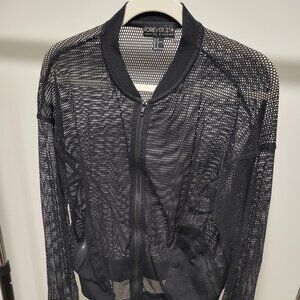 Black Mesh Zip‑Up Jacket